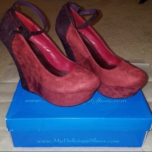 Plum and maroon wedges